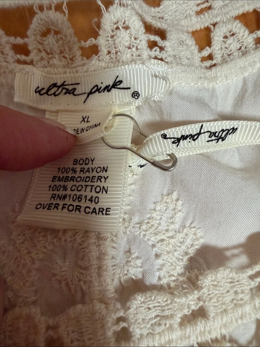 Ultra Pink Cream Lace-Trim Camisole NWT size XL